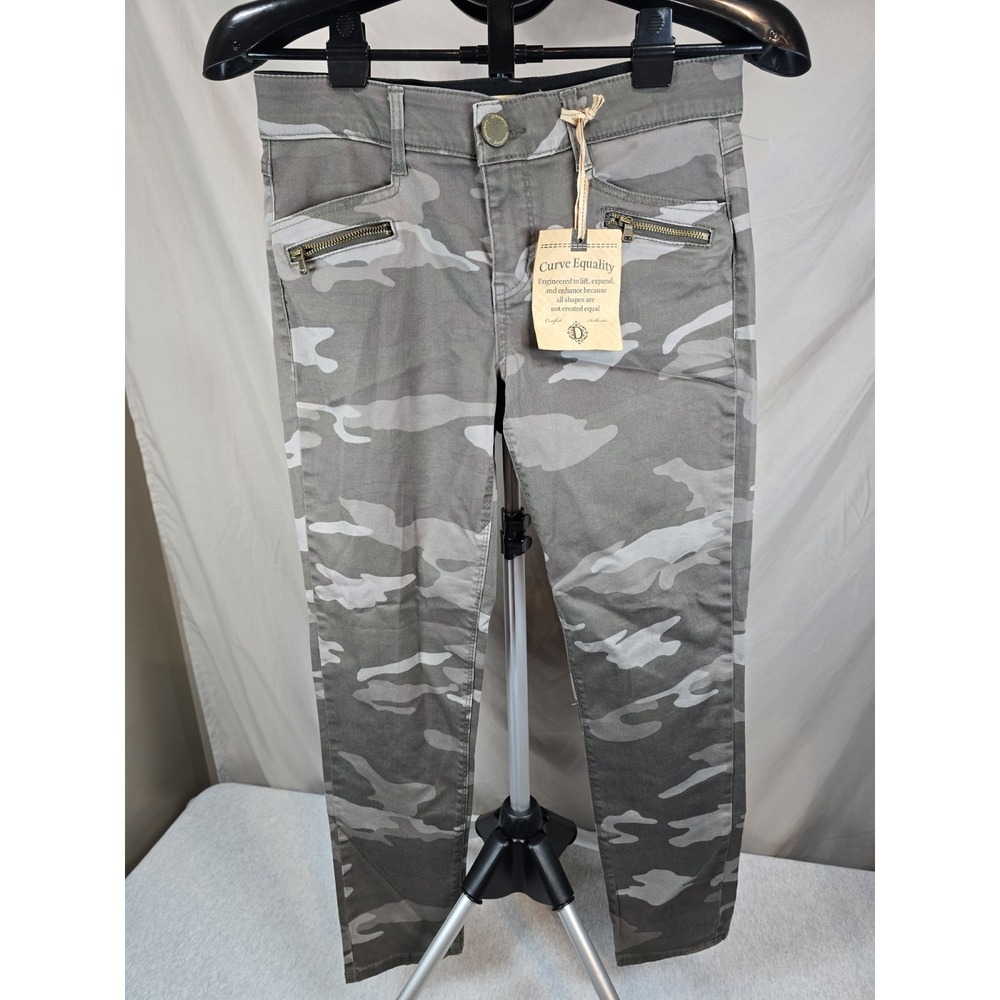 NWT Democracy Ab Technology Jeans Gray Camo Low Rise Skinny, Pockets Women's 6